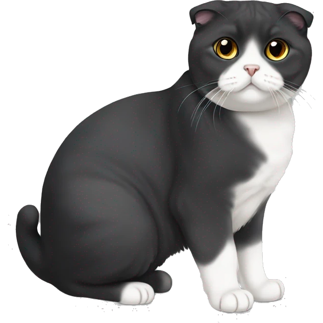 black and white scottish fold cat emoji
