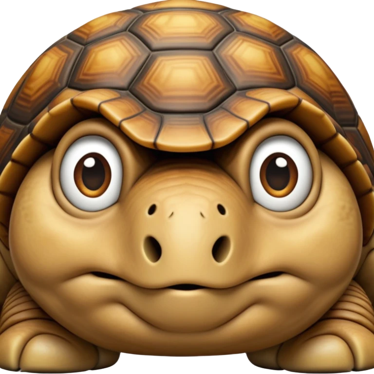 cinematic-tortoise-realistic--emoji,-sturdy-domed-shell-in-rich-earthy-tones,,-wrinkled-wise-face-peering-ahead-with-calm-determination,-cute large-eyes-reflecting-centuries of wisdom, zoomed into its face emoji
