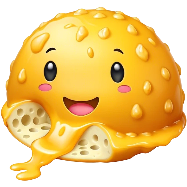 Bright yellow melting cheese ball emoji