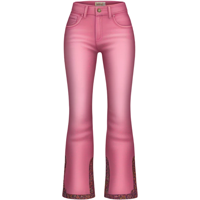 Realistic long Wide leg high waisted pink printed jeans, isolated emoji