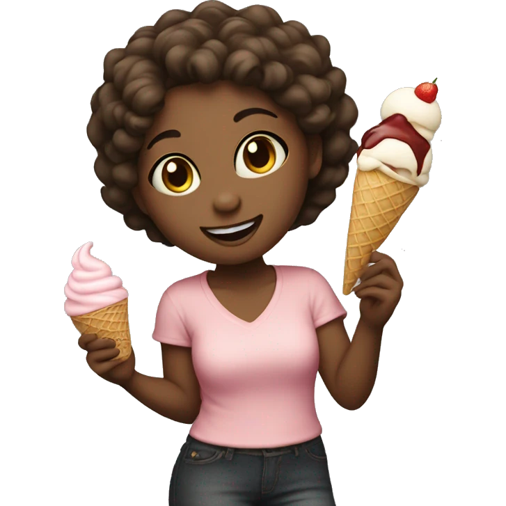Dancing girl holding a ice cream  emoji
