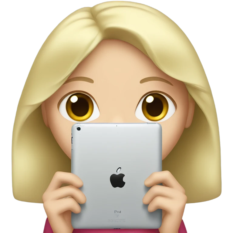 Apple ipad in girls hands (blond green eyes)  emoji