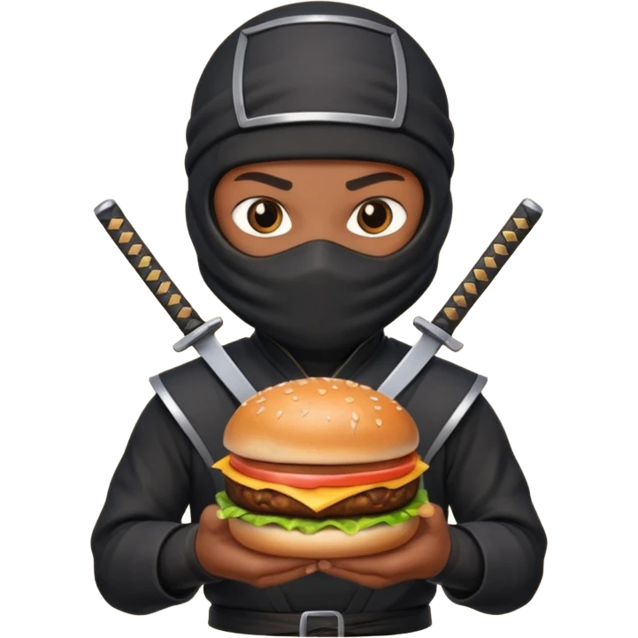 ninja with hambuger and suriken emoji