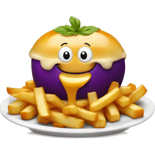 Poutine qui mange une aubergine emoji