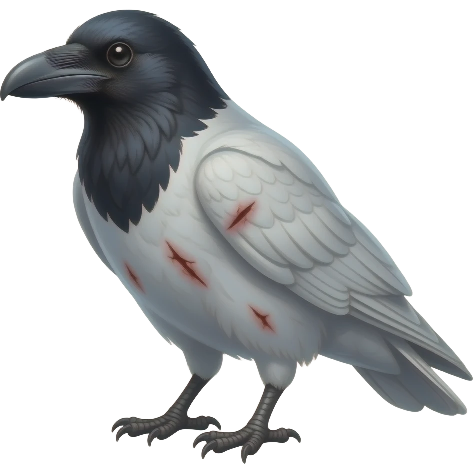 White crow with scars emoji