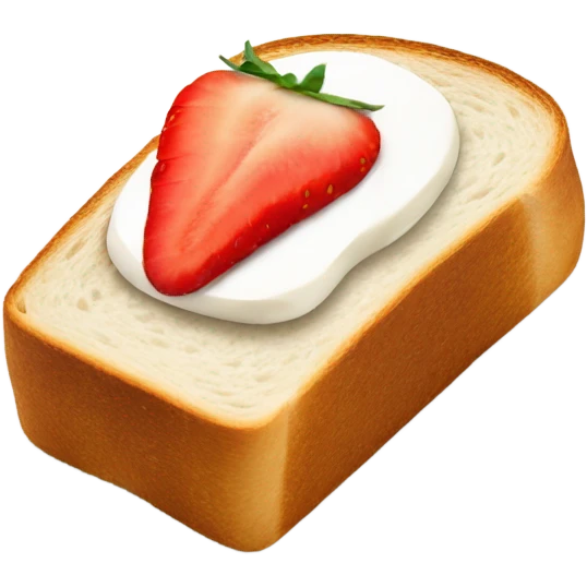 Toast from a loaf of bread with cream cheese and sliced strawberries emoji