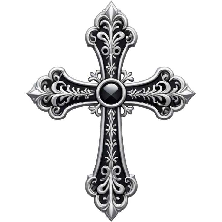 gothic cross black and silver emoji