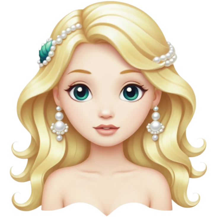 A mermaid with blonde hair and pearl accessories. 🧜‍♀️✨ emoji