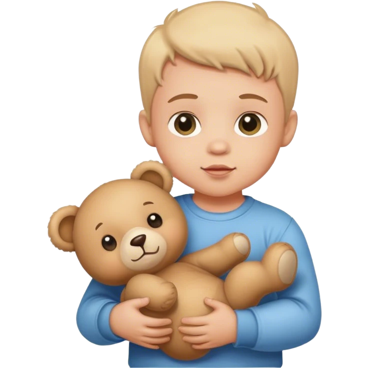 Baby boy with teddy bear emoji