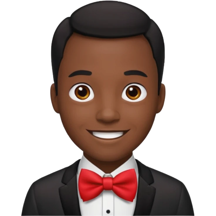 zenci ,siyah saçlı krımızı papyonlu adam emoji