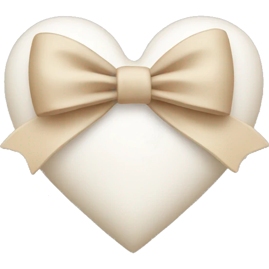 white heart with beige bow emoji