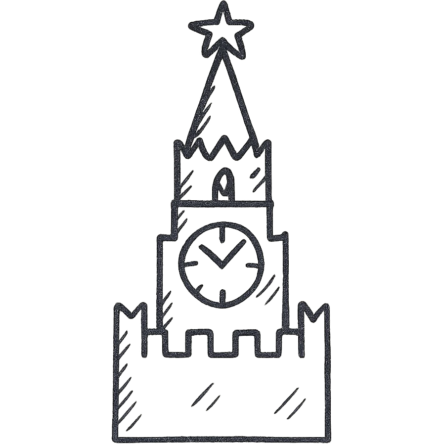 Spasskaya Tower, hand drawn icon style emoji