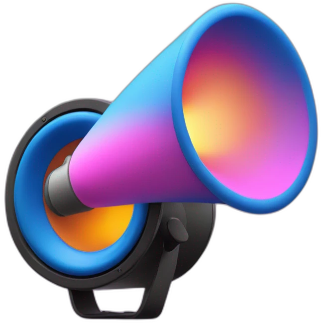a blue loudspeaker in a pink flame emoji