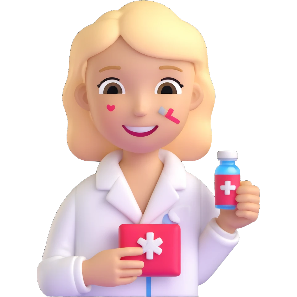 smiling character with bandaid and medicine emoji