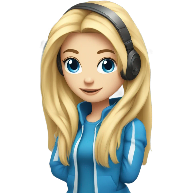 long blonde hair blue eyed gamer girl pink  emoji