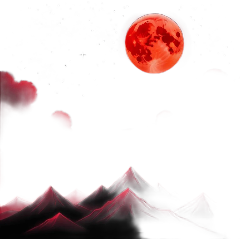 Edgy Black night sky with big Red vibrant neon-crimson-blood-moon Aesthetic Scenery full picture  emoji