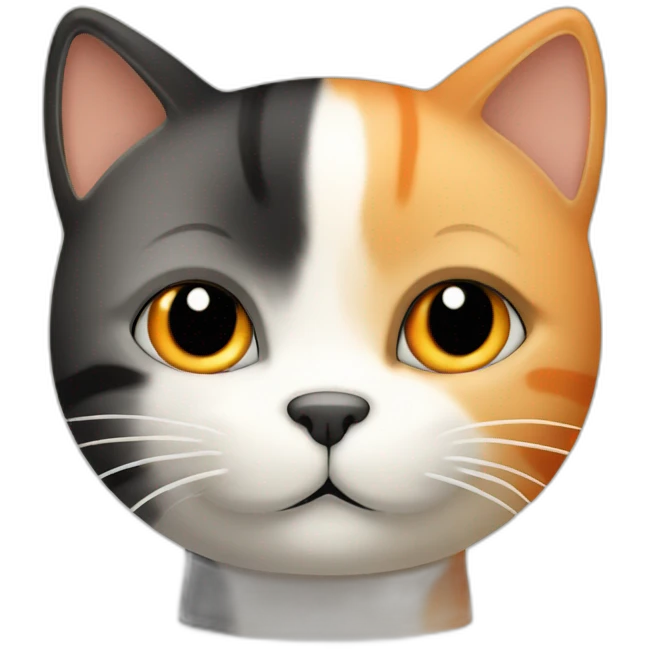 one beige cat and one black, white and orange cuddling emoji