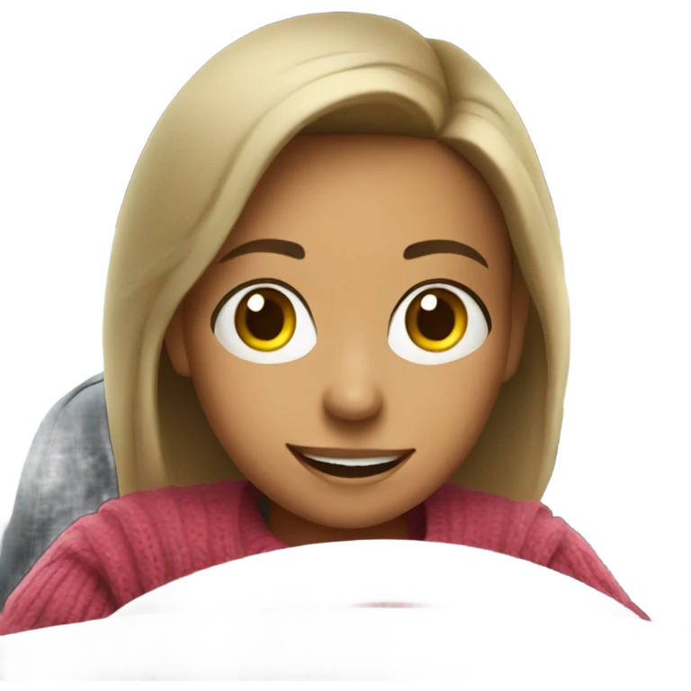smiling girl in sweater driving car emoji