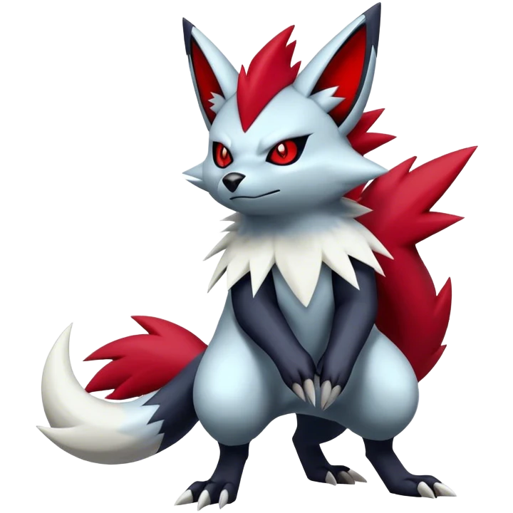 Epic Shiny Cool Edgy Zangoose-Zorua-Zoroark-Pokemon-fakemon-hybrid-animal Full Body  emoji