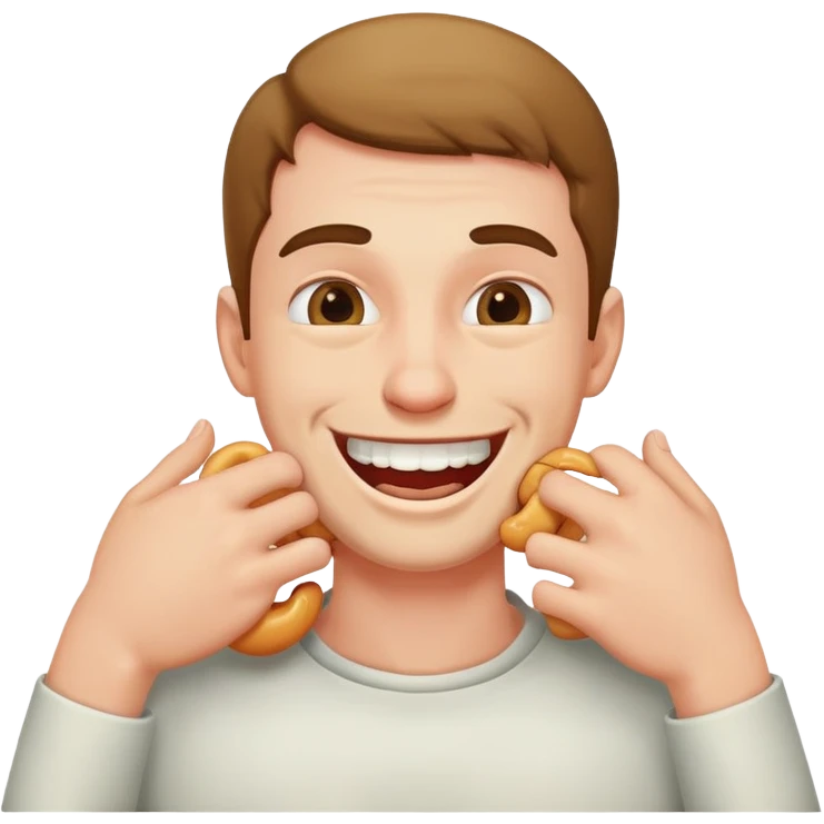 Man, smiling with arms, choking himself emoji