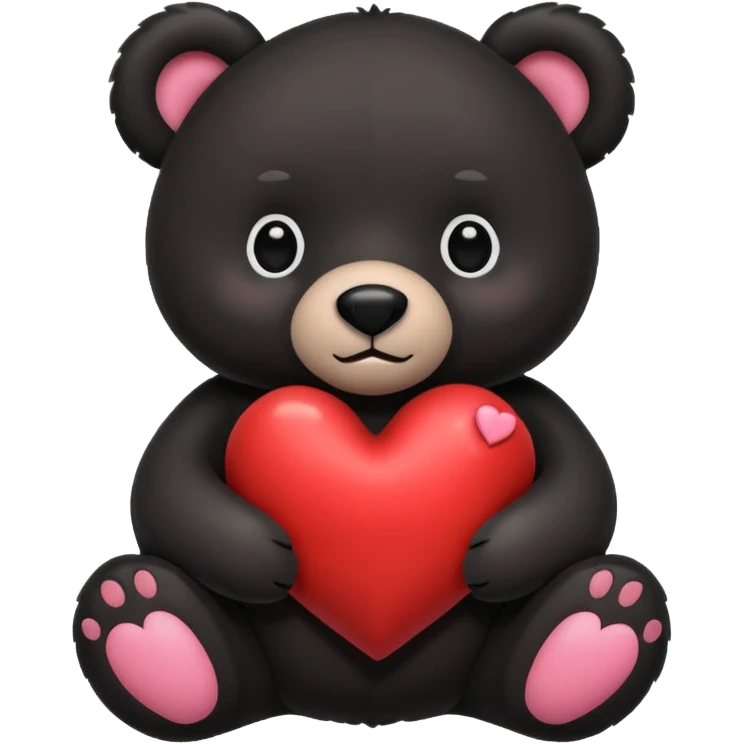 Black stuffed bear with a heart emoji