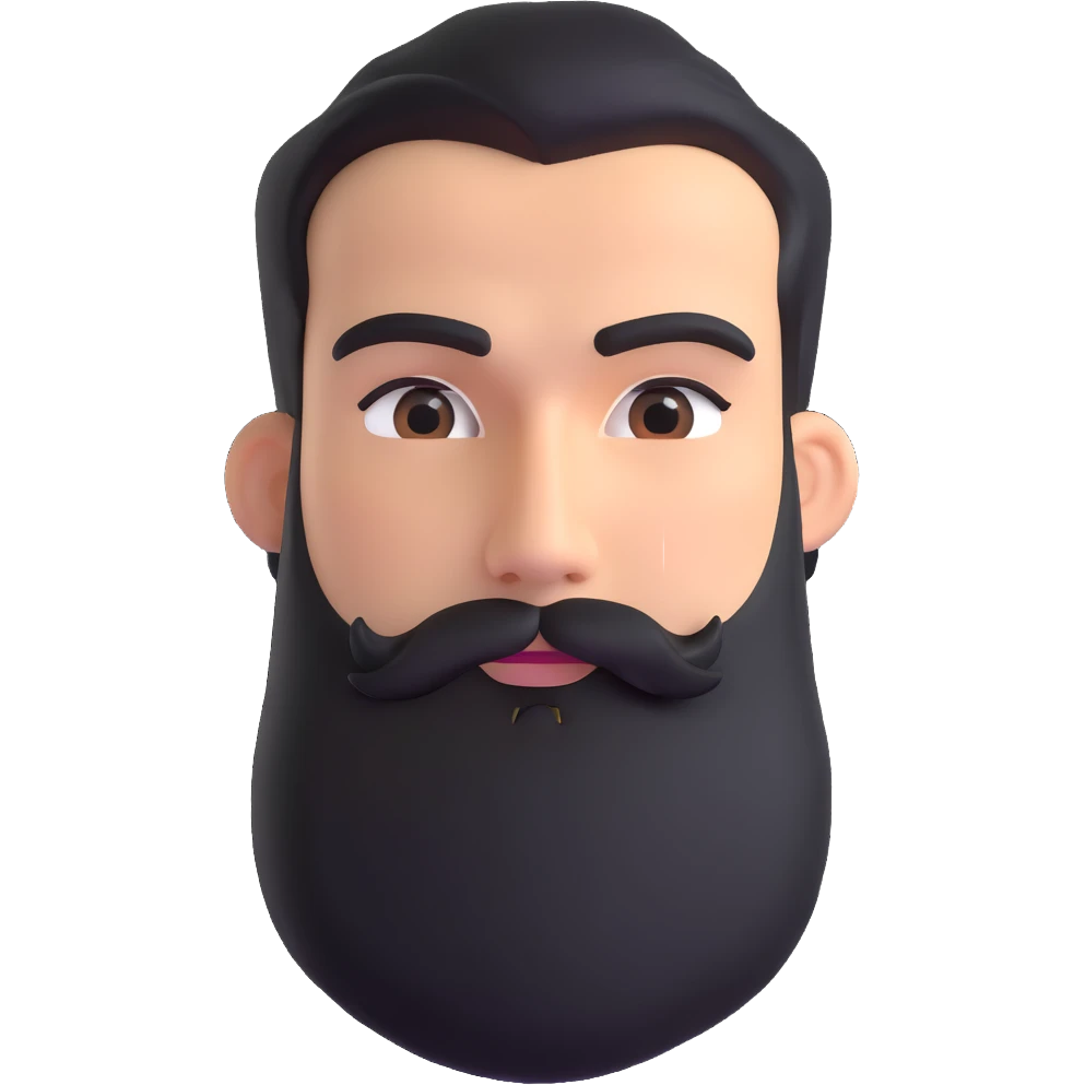 man with thick beard and pronounced bushy eyebrows emoji