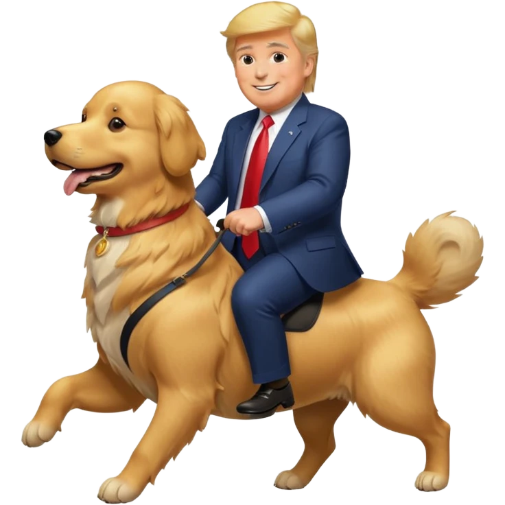 Donald Trump riding a dog emoji
