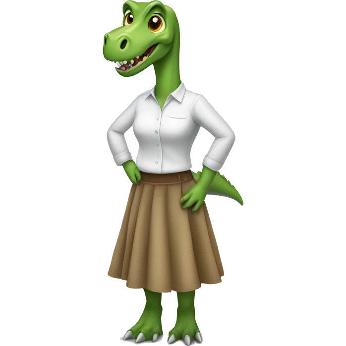 Dinosaur wearing a skirt emoji