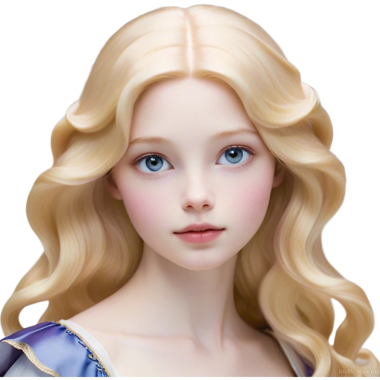 Cinematic Realistic Sleeping Beauty (Aurora) Portrait, with porcelain-like skin featuring a natural rosy flush, illuminated by soft lighting that highlights the gentle contours of her face. Her golden blonde hair flows in soft, detailed waves with subtle highlights that shimmer in the light. Her deep violet-blue eyes radiate warmth and innocence, framed by arched brows and long lashes. With a soft, serene smile, she holds a delicate rose gently in one hand, her other hand resting lightly by her side. She is dressed in her classic pink gown, the fabric rich in texture with delicate folds that catch the light. A golden crown rests atop her head, gleaming with royal refinement. The portrait captures a soft, glowing aura, blending realism with an ethereal sense of beauty and timeless enchantment. emoji