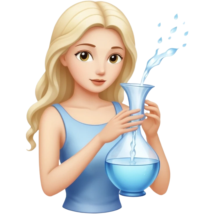 The zodiac symbol Aquarius. A mystical beautiful woman pouring out an elegant vase of water. emoji