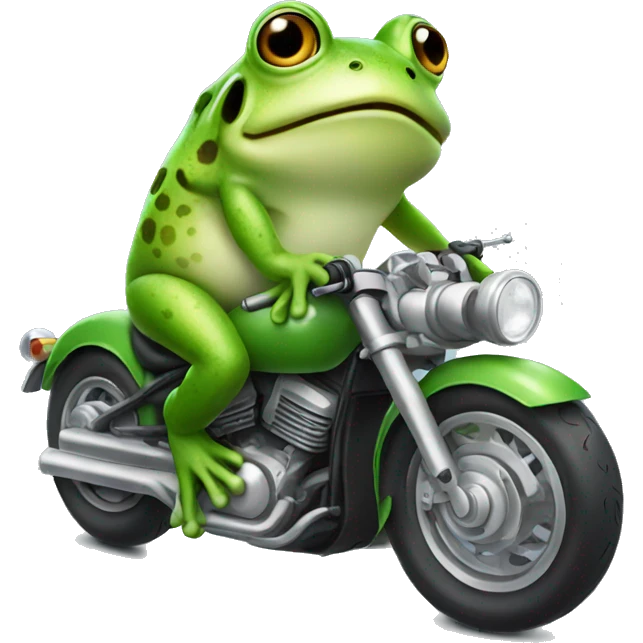 Cute frog on a motorcycle  emoji