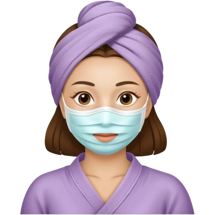 Lady with face mask spa beauty full face relaxing emoji