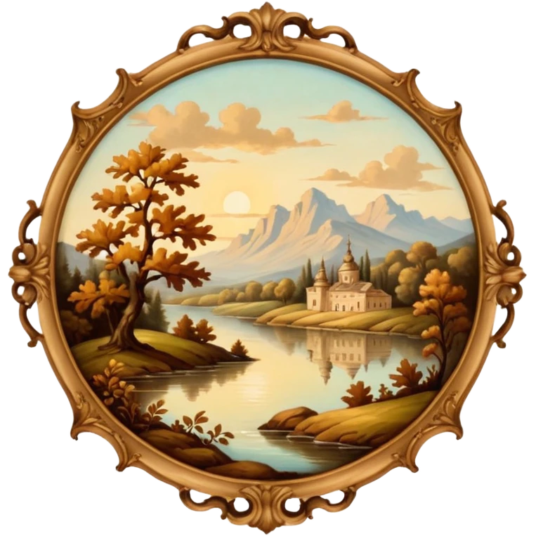 Vintage brown rococo painting art nature  emoji
