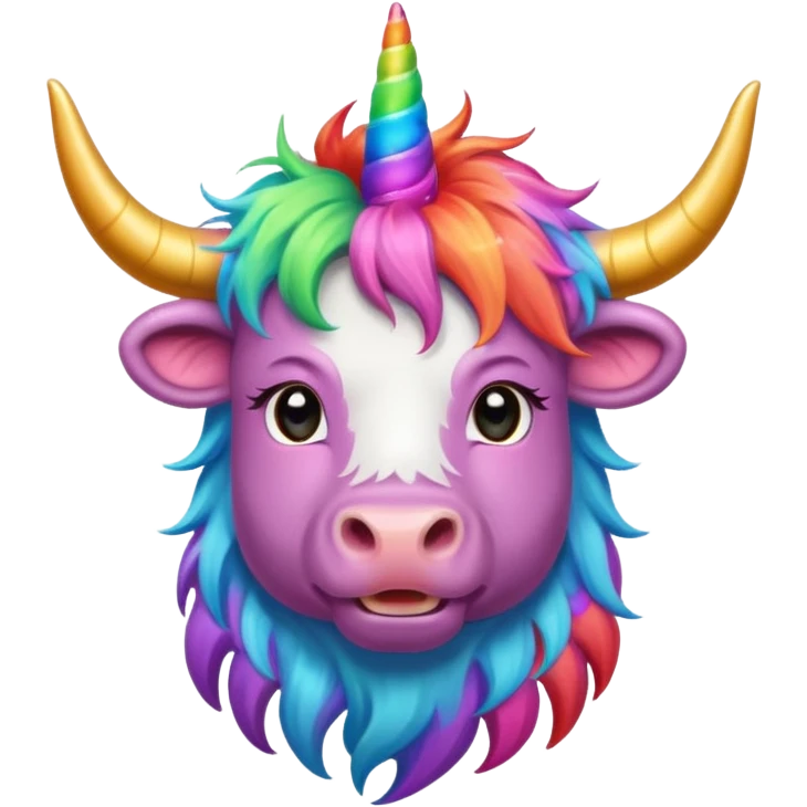 Highland cow rainbow unicorn emoji