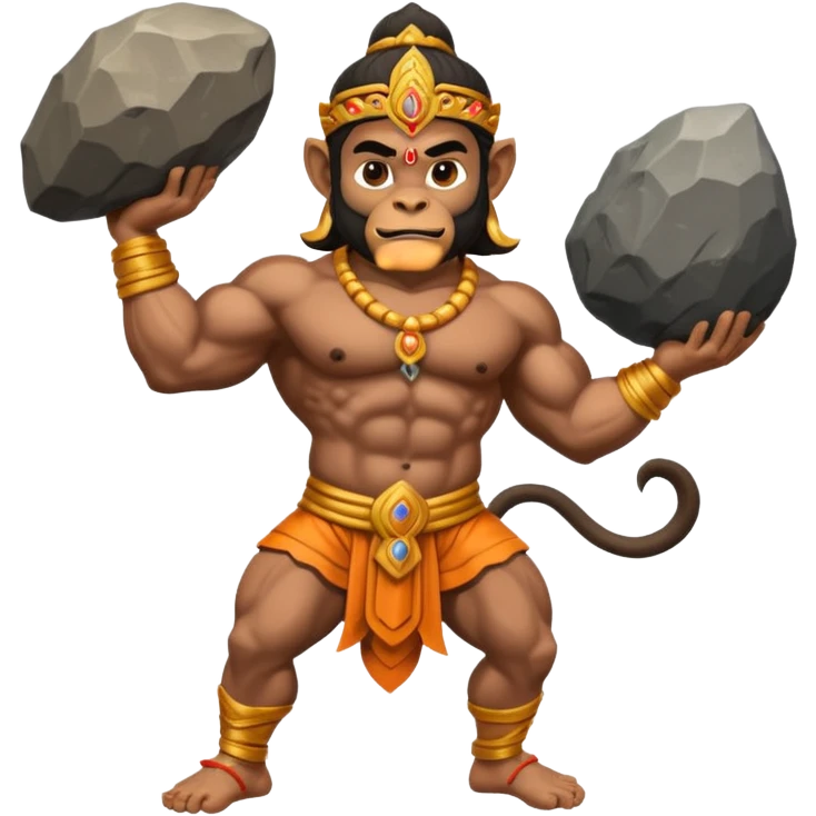 Lord Hanuman carrying mountain emoji