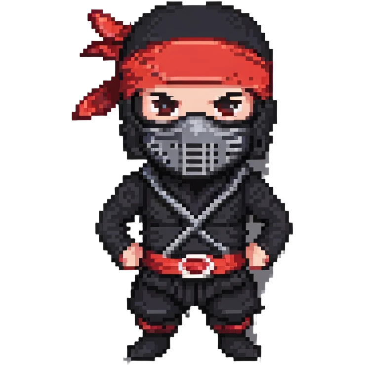 Masked ninja, red headband emoji