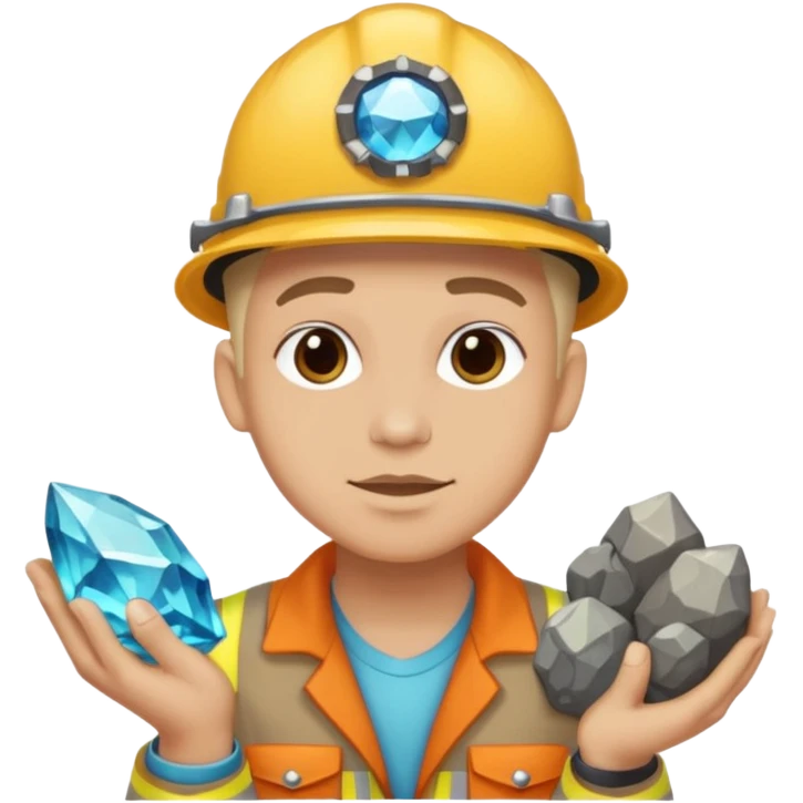 mineral rock fan geologist just face with lots of gem accessories emoji