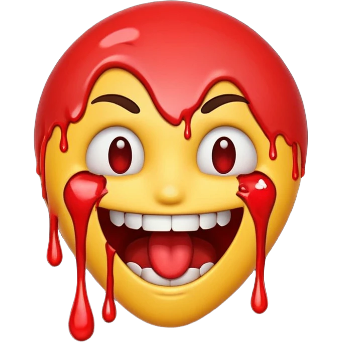 An emoji smiling open mouth with blood on mouth leaking out  emoji