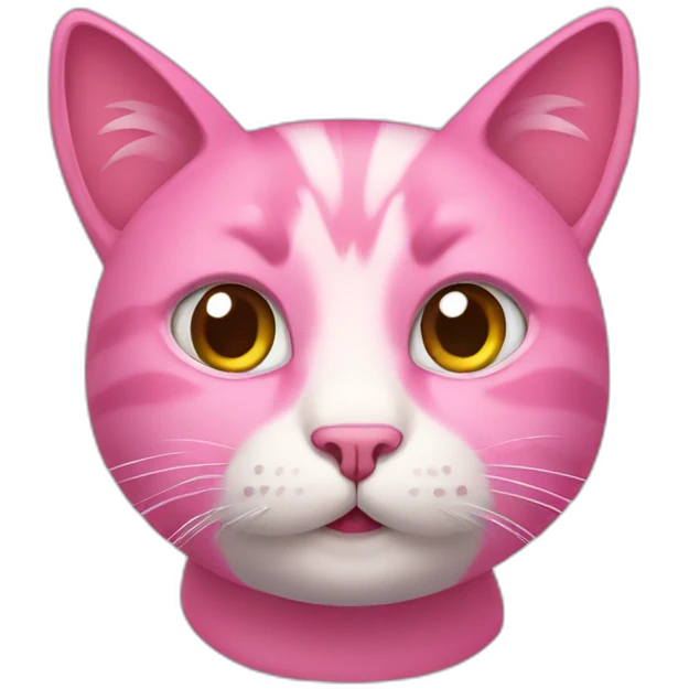 pink cat, cartoon style emoji