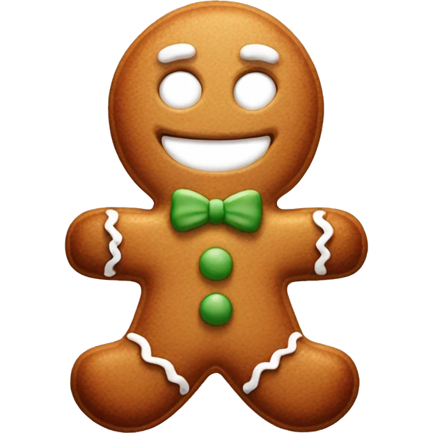 A gingerbread man with a mischievous grin emoji