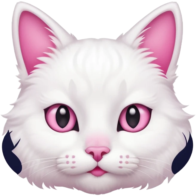 white cat with pink nose and ears emoji