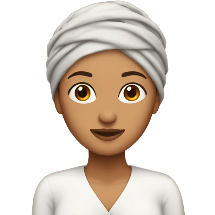 Woman wearing turban with some brunette hair falling to her shoulders  emoji