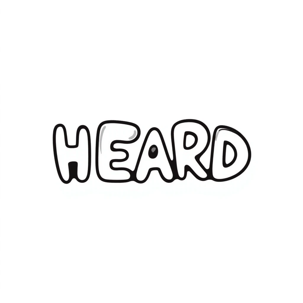 'HEARD' text in a hand-drawn doodle style emoji emoji