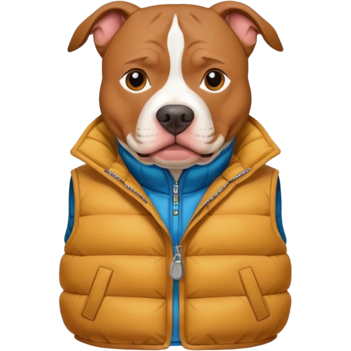 Pitbull wearing a puffer vest  emoji