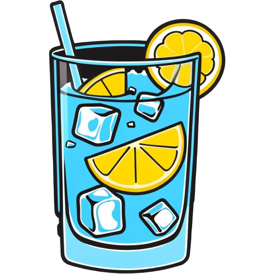 glass of cubata with ice cubes and lemon slice emoji