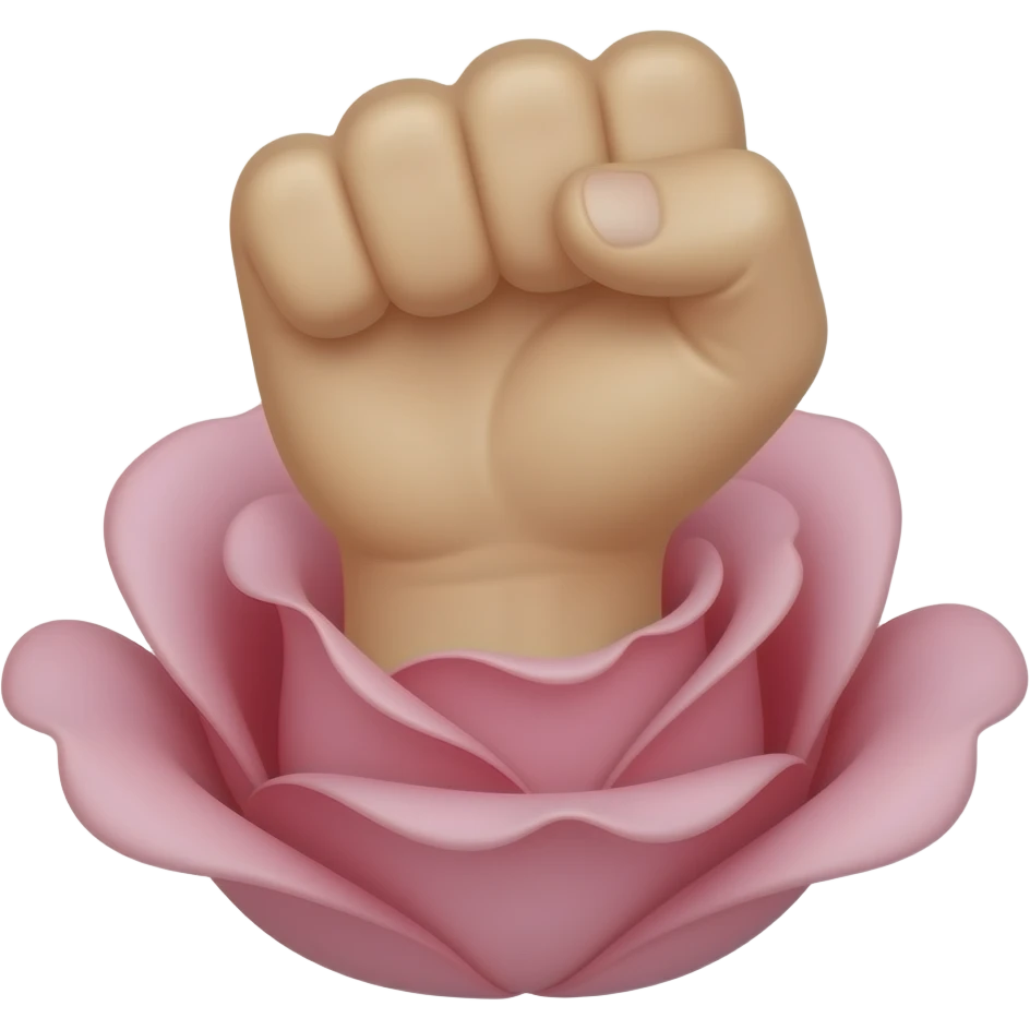 A fist rising out of a rose blossom emoji