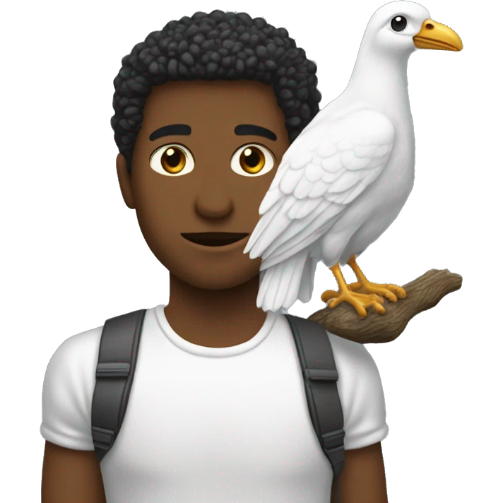 Personne blanche qui tien une pelle devant un oiseau emoji