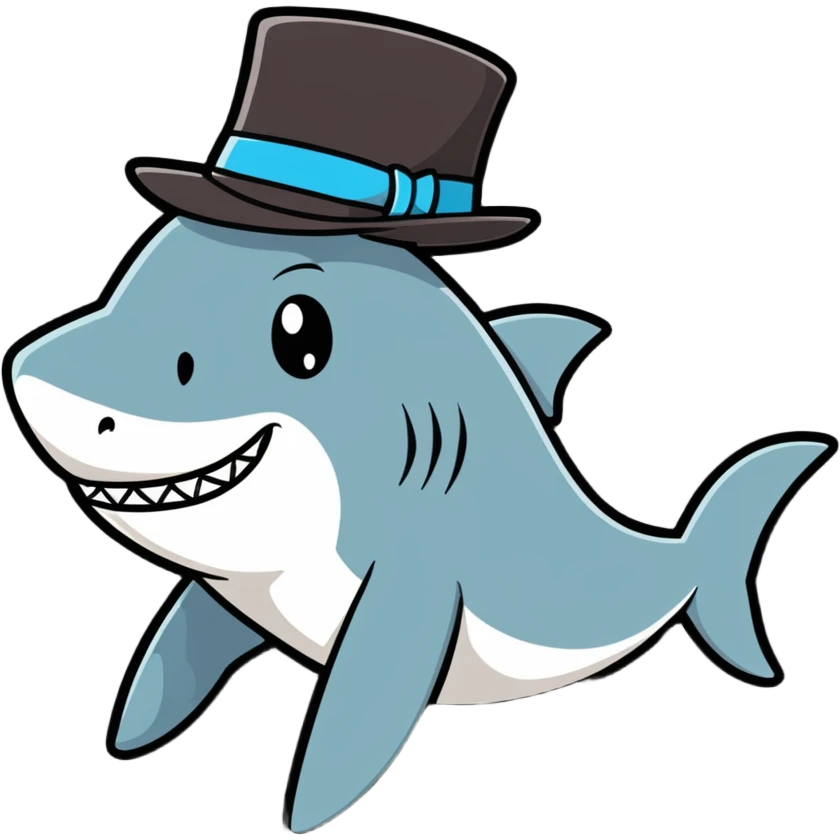 Shark with a top hat emoji