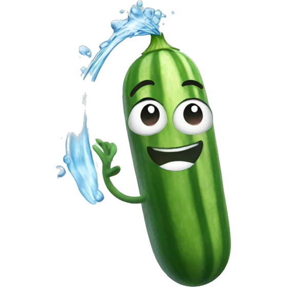 Cucumber spraying water emoji