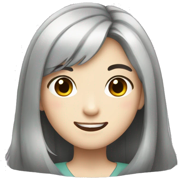 Draw a pretty Korean girl with black long hair, fair skin, no glasses, and a smiling face. emoji